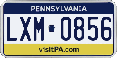 PA license plate LXM0856