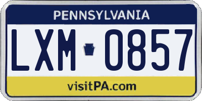 PA license plate LXM0857
