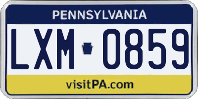 PA license plate LXM0859