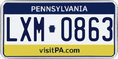 PA license plate LXM0863