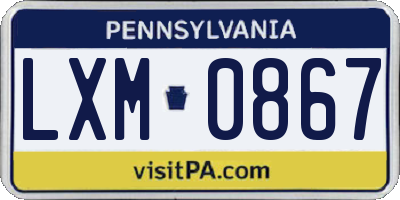PA license plate LXM0867