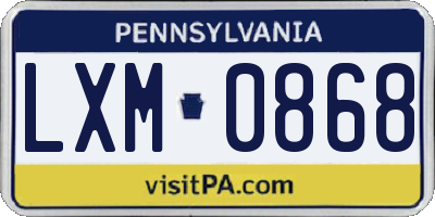 PA license plate LXM0868