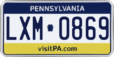 PA license plate LXM0869