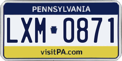PA license plate LXM0871