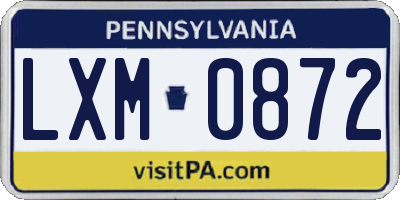 PA license plate LXM0872
