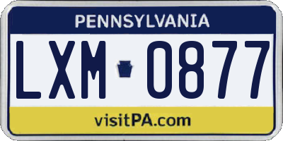 PA license plate LXM0877