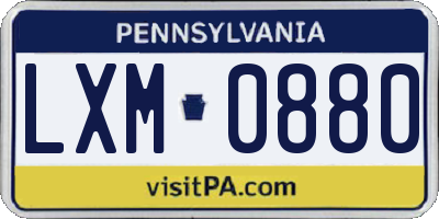 PA license plate LXM0880
