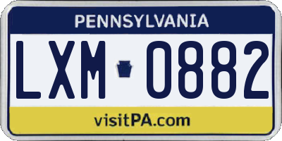 PA license plate LXM0882