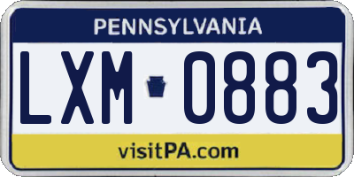PA license plate LXM0883