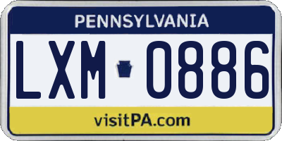 PA license plate LXM0886