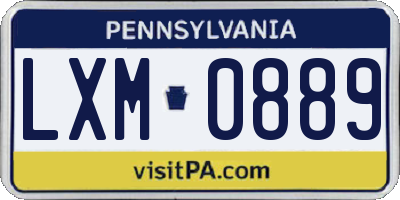 PA license plate LXM0889