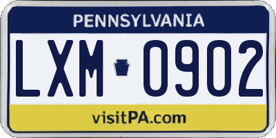 PA license plate LXM0902