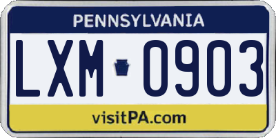 PA license plate LXM0903