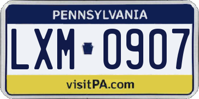 PA license plate LXM0907