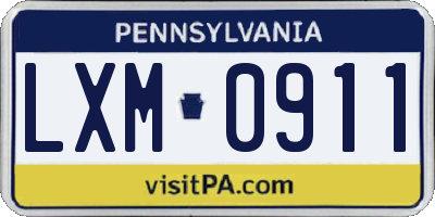 PA license plate LXM0911