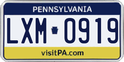 PA license plate LXM0919