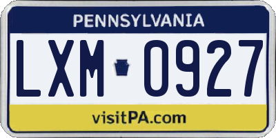 PA license plate LXM0927