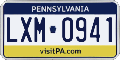 PA license plate LXM0941