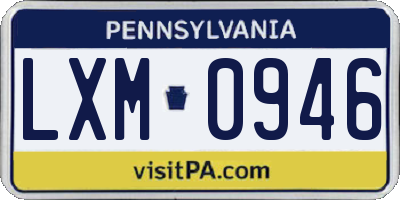 PA license plate LXM0946