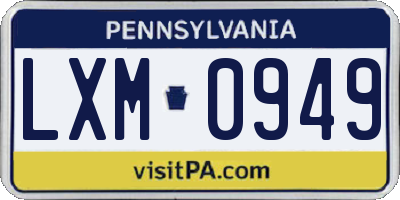PA license plate LXM0949