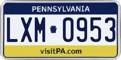 PA license plate LXM0953