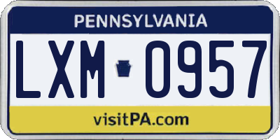 PA license plate LXM0957