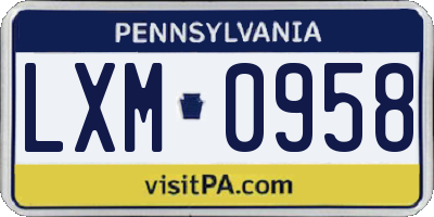 PA license plate LXM0958