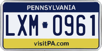PA license plate LXM0961