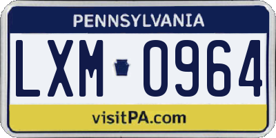 PA license plate LXM0964