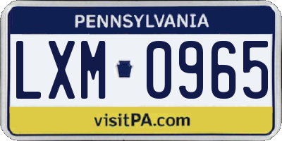 PA license plate LXM0965