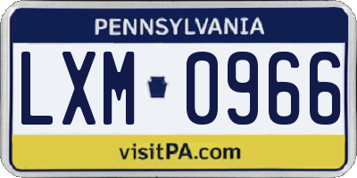 PA license plate LXM0966