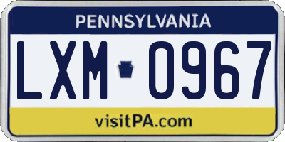 PA license plate LXM0967