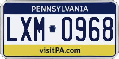 PA license plate LXM0968