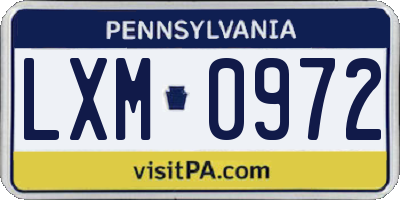 PA license plate LXM0972