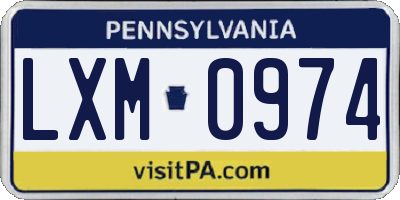 PA license plate LXM0974