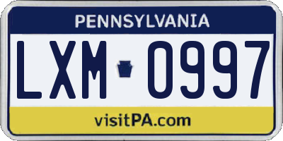 PA license plate LXM0997