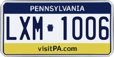 PA license plate LXM1006