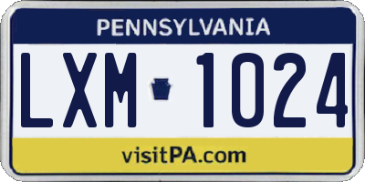 PA license plate LXM1024