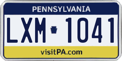 PA license plate LXM1041