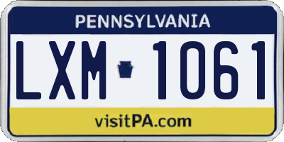 PA license plate LXM1061