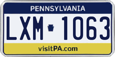 PA license plate LXM1063