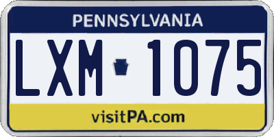 PA license plate LXM1075