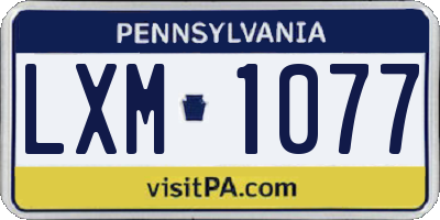 PA license plate LXM1077