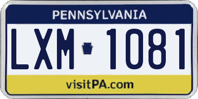 PA license plate LXM1081