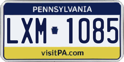 PA license plate LXM1085