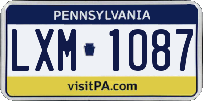PA license plate LXM1087