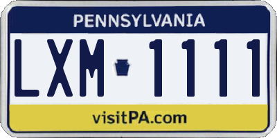 PA license plate LXM1111