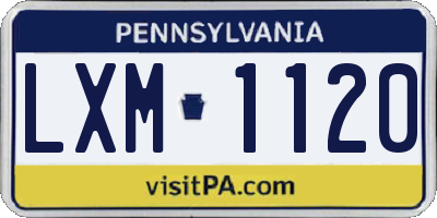 PA license plate LXM1120