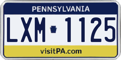 PA license plate LXM1125