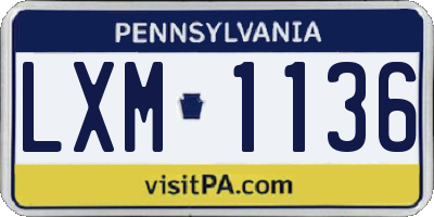 PA license plate LXM1136